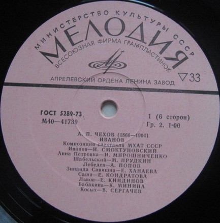 A. ЧЕХОВ (1860—1904): Иванов (композиция спектакля МХАТ СССР)