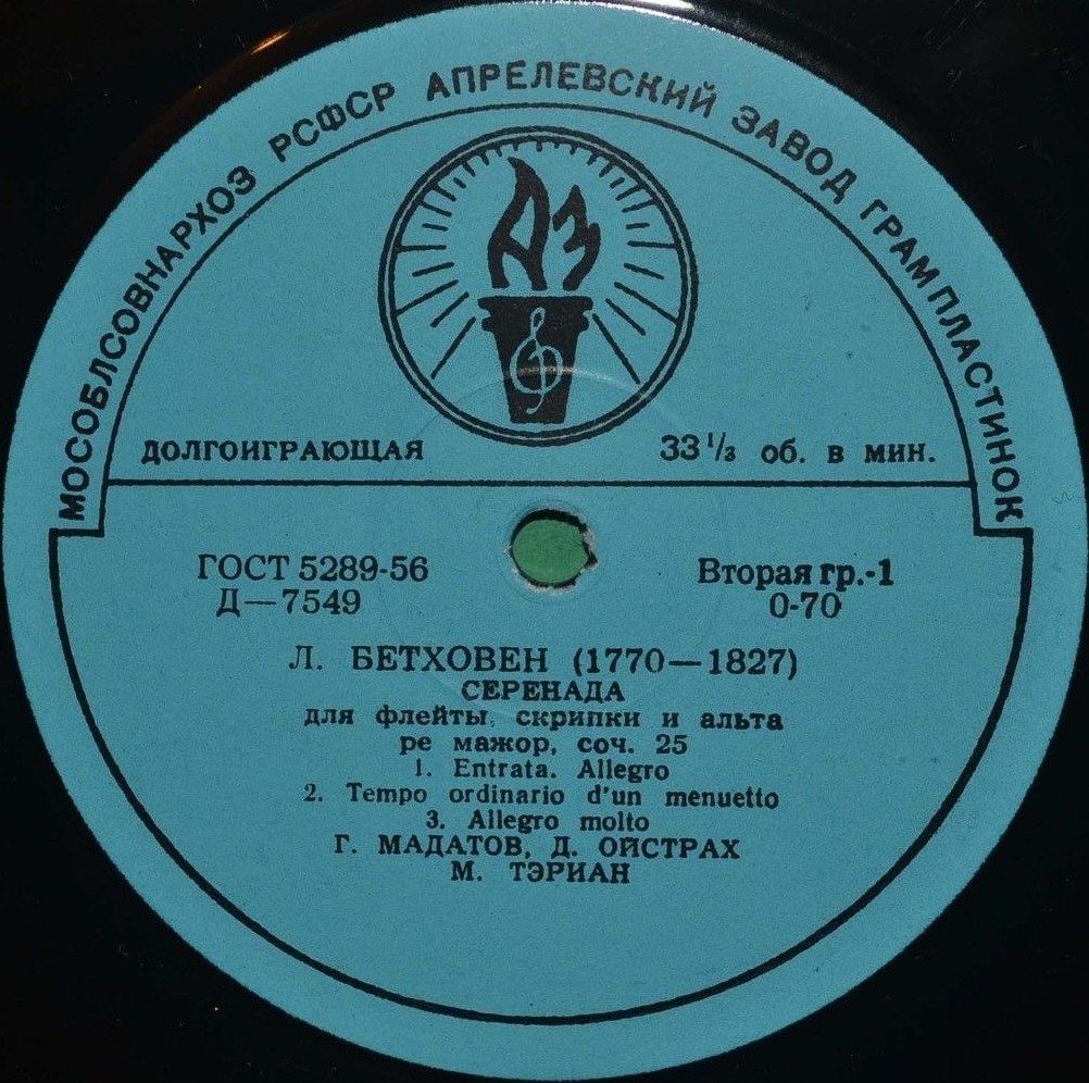 Л. Бетховен. Серенада для флейты, скрипки и альта ре мажор, соч. 25