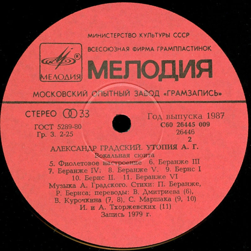 Александр Градский - Утопия А. Г. (вокальная сюита)