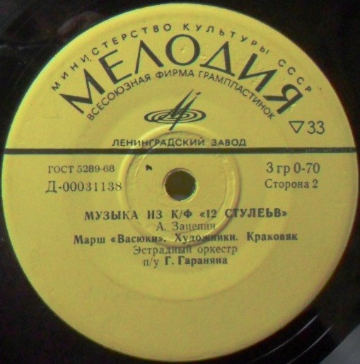 А. Зацепин. Музыка из к-ф «12 стульев»