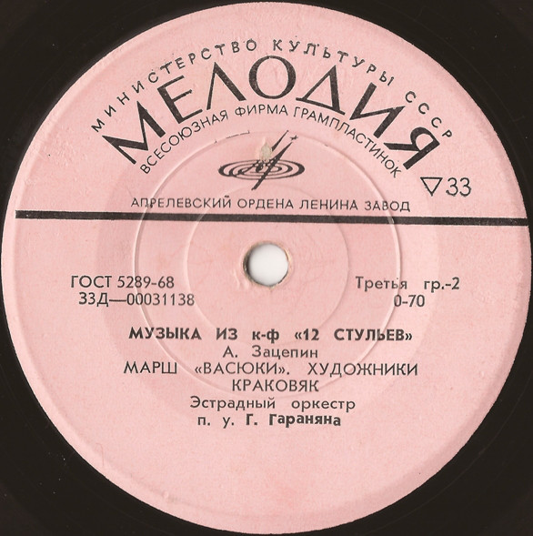 А. Зацепин. Музыка из к-ф «12 стульев»