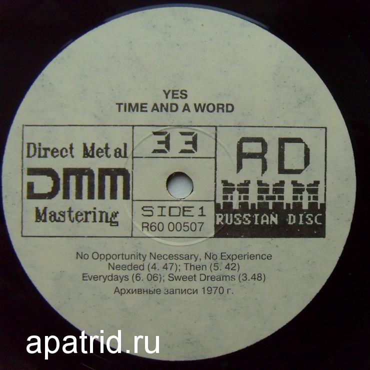 YES "Time And A Word"