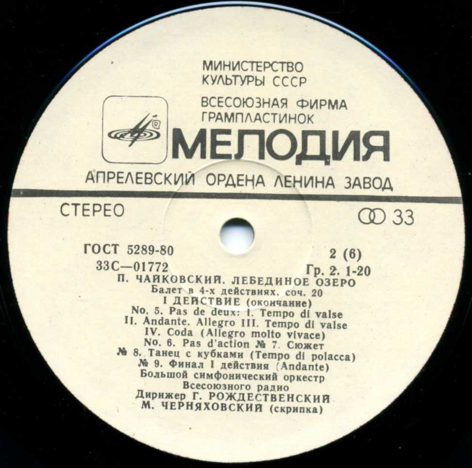 П. Чайковский: Лебединое озеро (БСО ВР, Г. Рождественский)