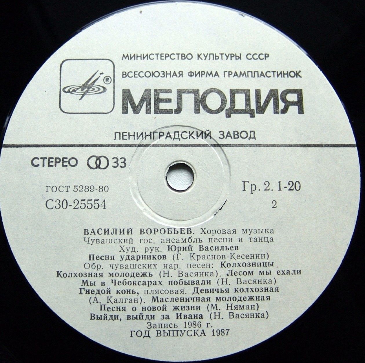 В. ВОРОБЬЁВ (1887–1954): Хоровая музыка (на чувашском языке)