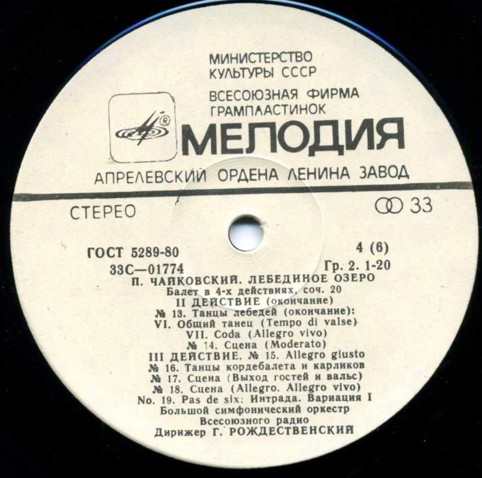 П. Чайковский: Лебединое озеро (БСО ВР, Г. Рождественский)