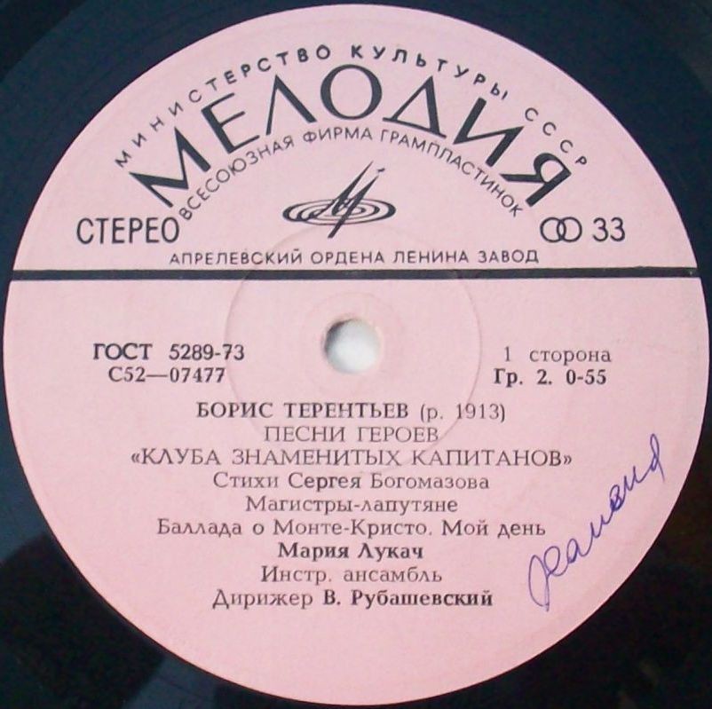 Б.ТЕРЕНТЬЕВ. Песни героев "Клуба знаменитых капитанов"