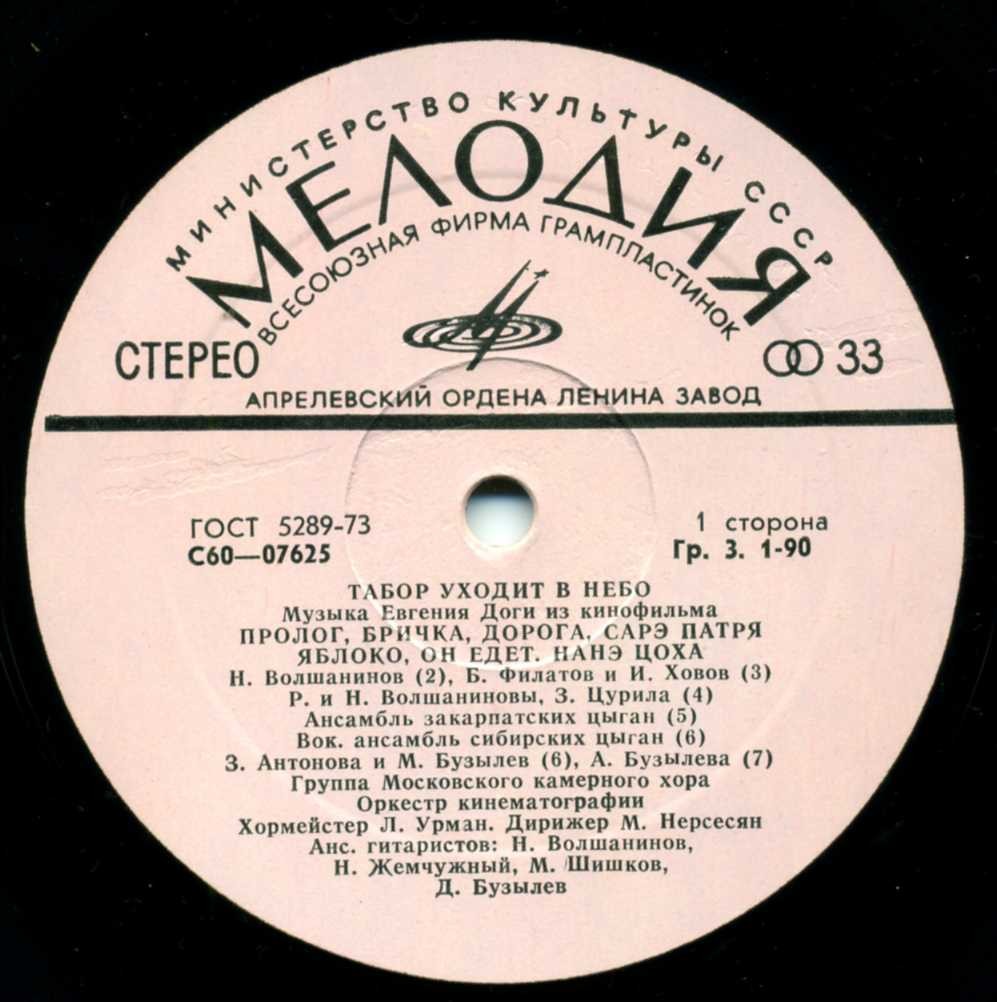 Музыка Евгения Доги из кинофильма "Табор уходит в небо"
