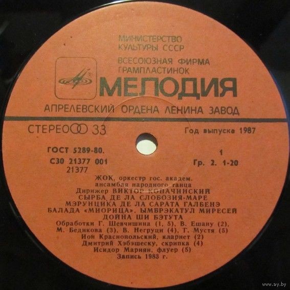 ОРКЕСТР ГОС. АКАДЕМ. АНСАМБЛЯ НАР. ТАНЦА «ЖОК», дирижер Виктор Копачинский. Народные мелодии