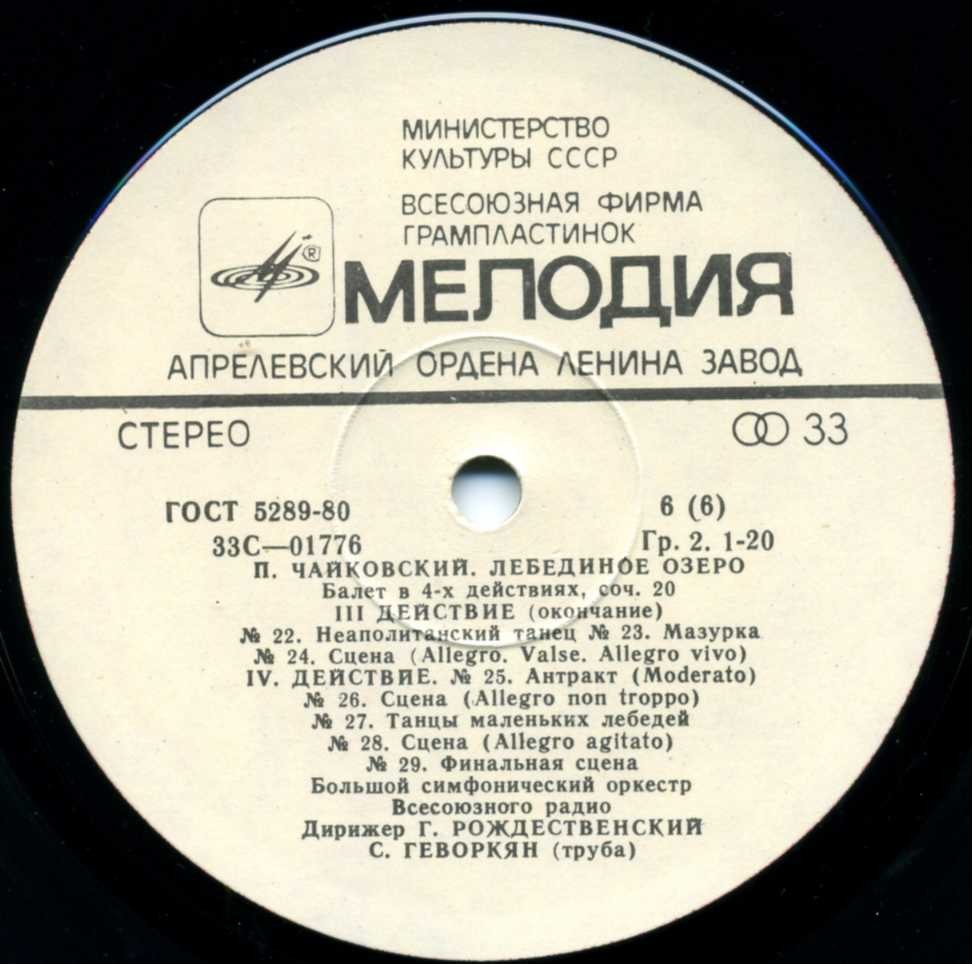 П. Чайковский: Лебединое озеро (БСО ВР, Г. Рождественский)