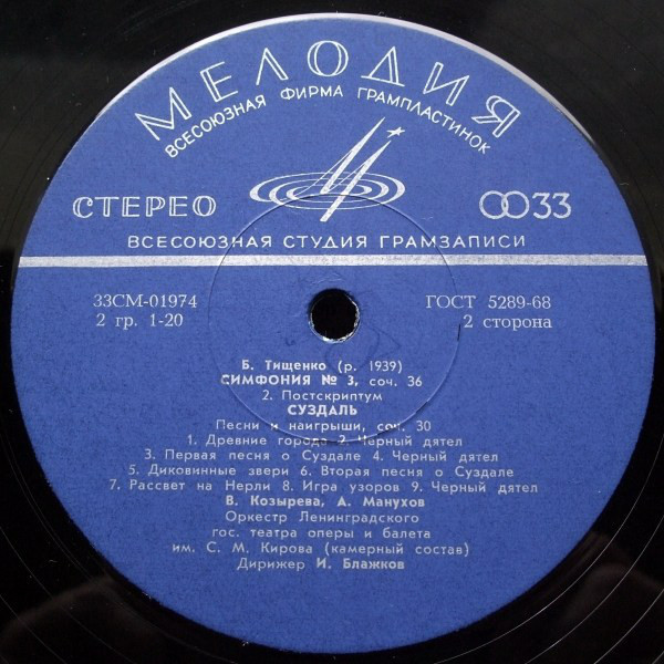 Б. ТИЩЕНКО Симфония №3 (соч.  36), Суздаль. Песни и наигрыши (соч. 30)