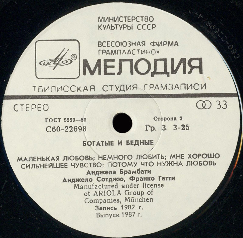 Богатые и бедные. Ricchi e Poveri