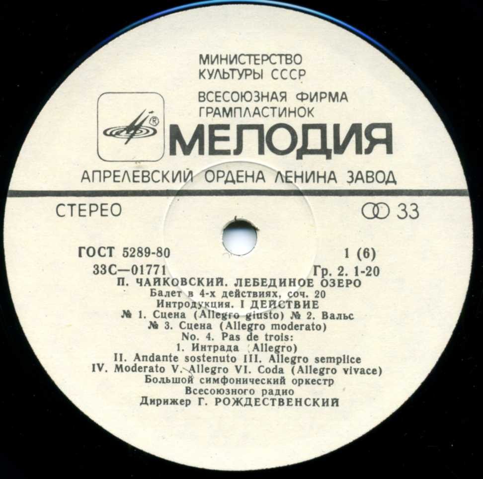 П. Чайковский: Лебединое озеро (БСО ВР, Г. Рождественский)
