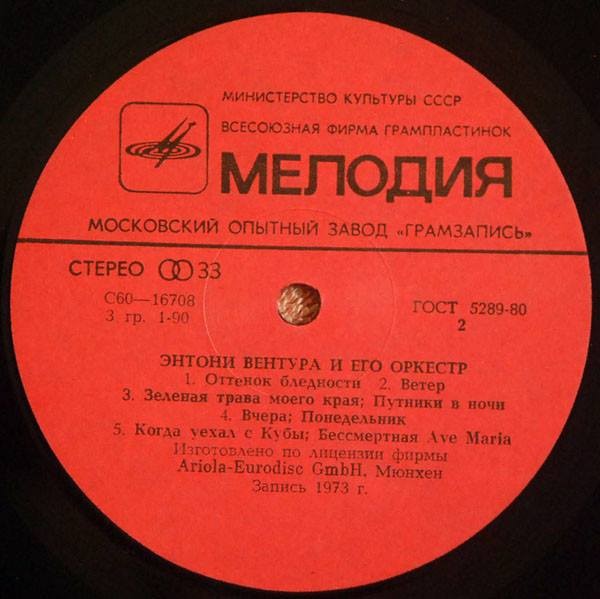Энтони ВЕНТУРА и его оркестр