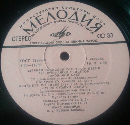 Азербайджанский государственный театр песни. Худ. рук. Рашид Бейбутов