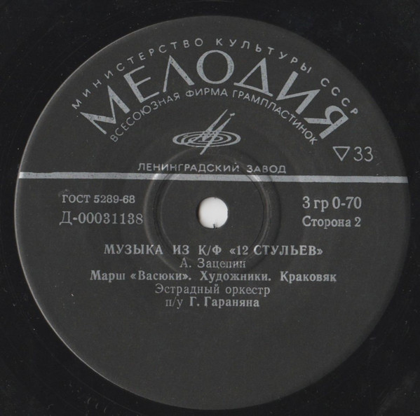 А. Зацепин. Музыка из к-ф «12 стульев»