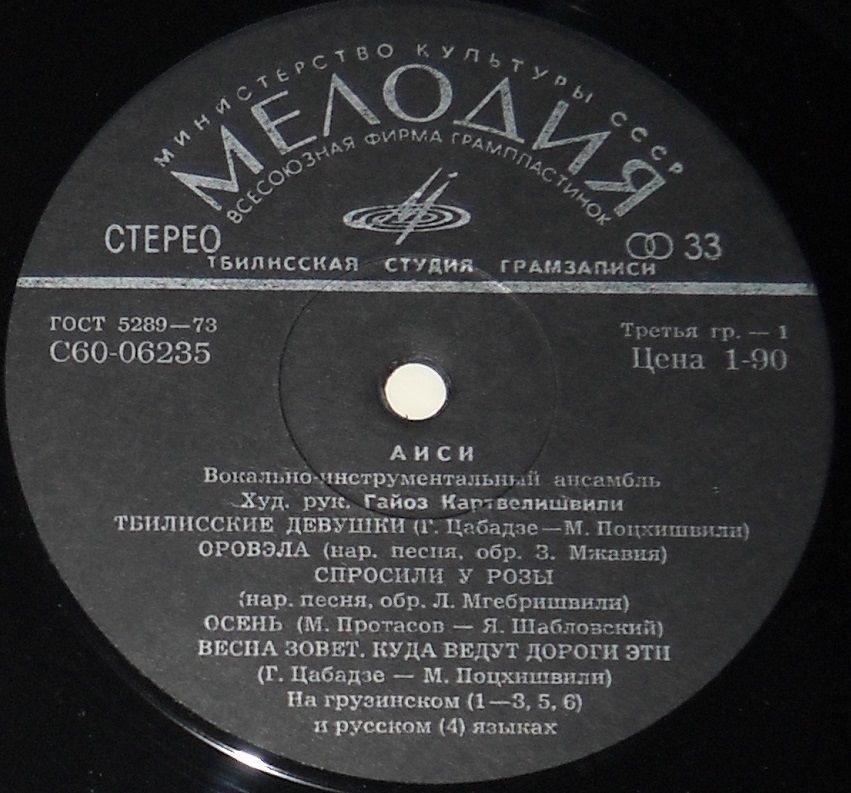 ВОКАЛЬНО-ИНСТРУМЕНТАЛЬНЫЙ АНСАМБЛЬ «АИСИ» (აისი), художественный руководитель Г. Картвелишвили