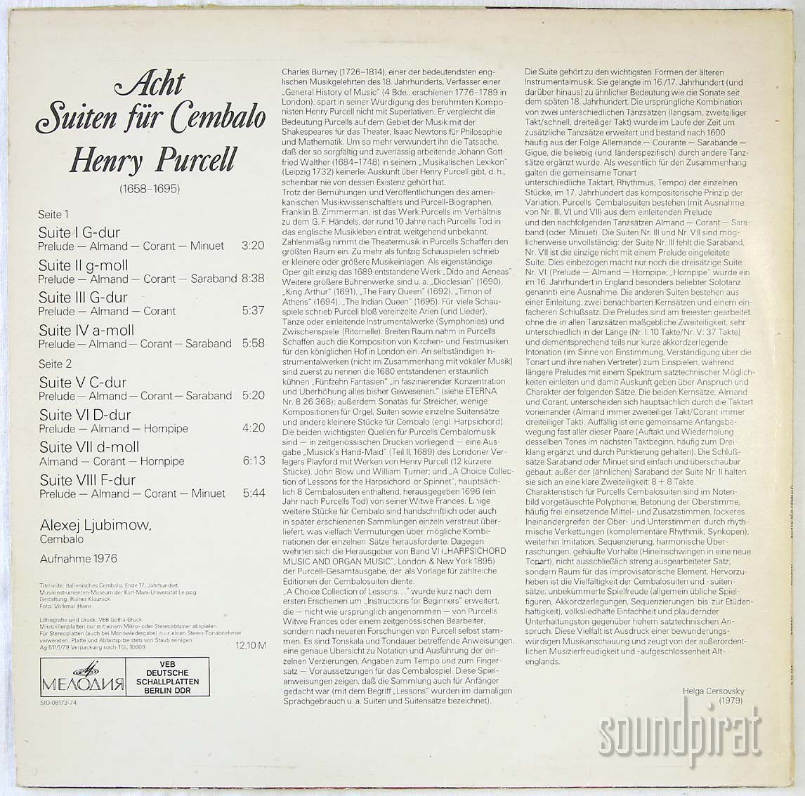 Г. ПЕРСЕЛЛ (ок. 1659- 1695): Восемь сюит для клавесина (А. Любимов)