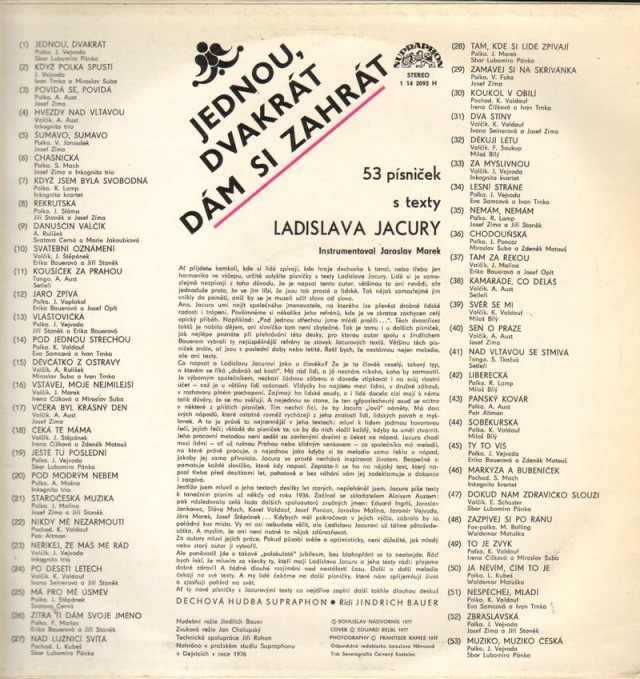 Jednou dvakrat dam si zahrat. 53 picnicek s teksty Ladislava Jacury  [по заказу чешской фирмы SUPRAPHON, 1113 2093]