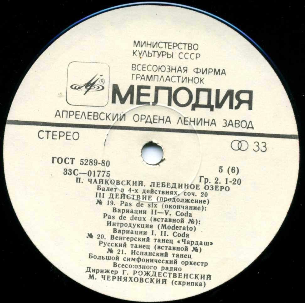 П. Чайковский: Лебединое озеро (БСО ВР, Г. Рождественский)