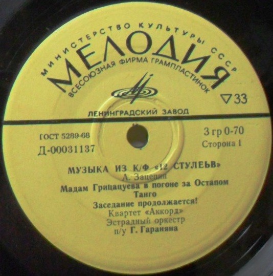 А. Зацепин. Музыка из к-ф «12 стульев»