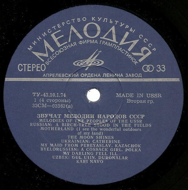 Звучат мелодии народов СССР