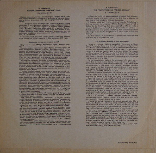 П. ЧАЙКОВСКИЙ (1840–1893): Симфония № 1 соль минор, соч. 13 (К. Иванов)