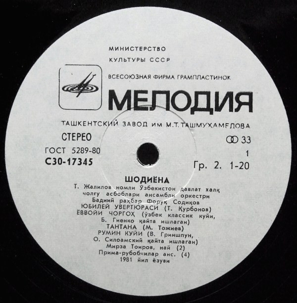 ГОС. ОРКЕСТР НАР. ИНСТР. УЗБЕКИСТАНА им. Т. ДЖАЛИЛОВА, худ. рук. Фарух Садыков. «Шодиёна»