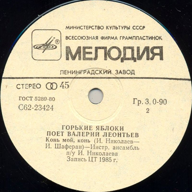 По вашим письмам. «Горькие яблоки». Поёт Валерий Леонтьев