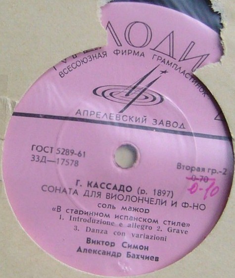 В. Симон (виолончель), А. Бахчиев (ф-но)