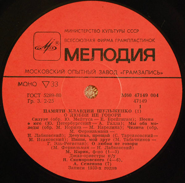 ПАМЯТИ КЛАВДИИ ШУЛЬЖЕНКО (1). «О любви не говори»