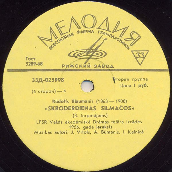 Рудольф БЛАУМАНИС (1863-1908). "Дни портных в Силмачах", комедия (на латышском языке)