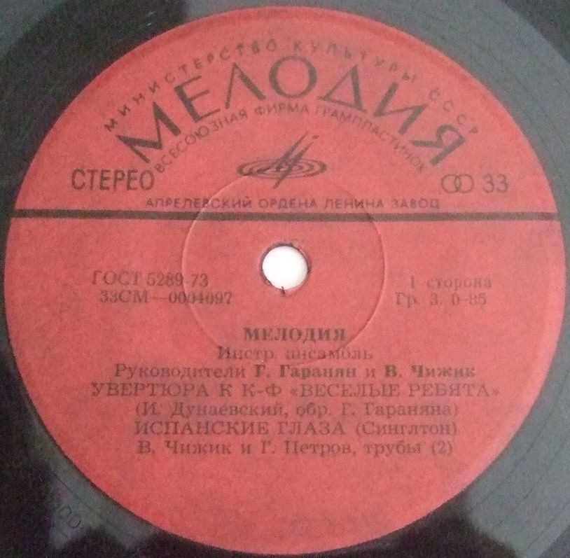 Инстр. ансамбль "Мелодия", рук. Г. Гаранян и В. Чижик