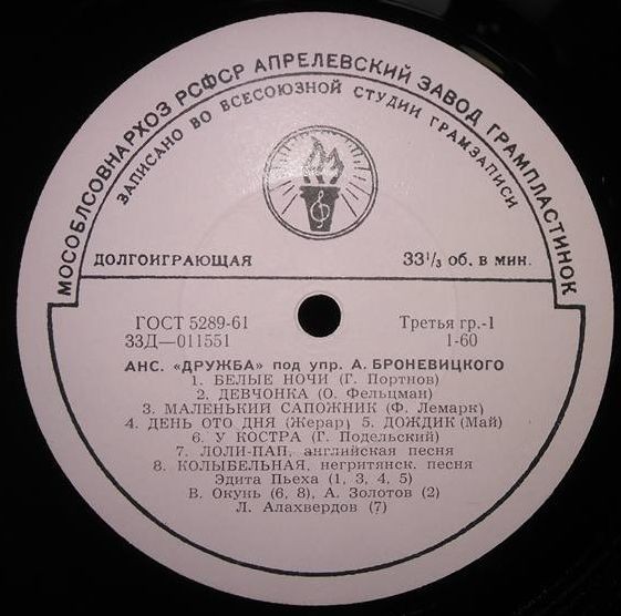 Ансамбль «Дружба», худ. рук. А.Броневицкий