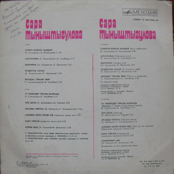 Сара Тыныштыгулова
