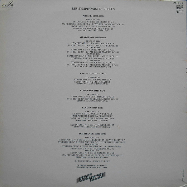 Les Symphonistes Russes. Tchaïkovski. Symphonies 5 & 6 (Le Chant Du Monde ‎LDX 78036, 2LP)