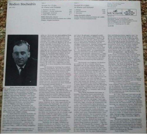 Р. ЩЕДРИН /  Rodion Stschedrin ‎– Klavierkonzerte Nr. 1 und 2 [по заказу немецкой фирмы ETERNA 8 26 461]