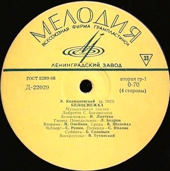 Э. Колмановский. Белоснежка (музыкальная сказка)