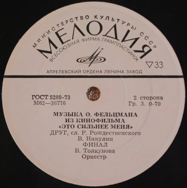 Музыка О. Фельцмана из кинофильма "Это сильнее меня"