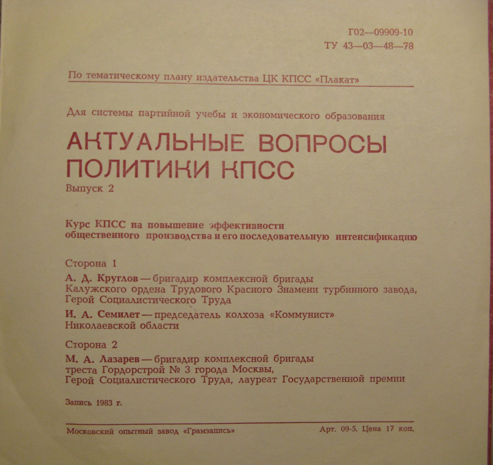 Актуальные вопросы политики КПСС. 1983. Выпуск 2