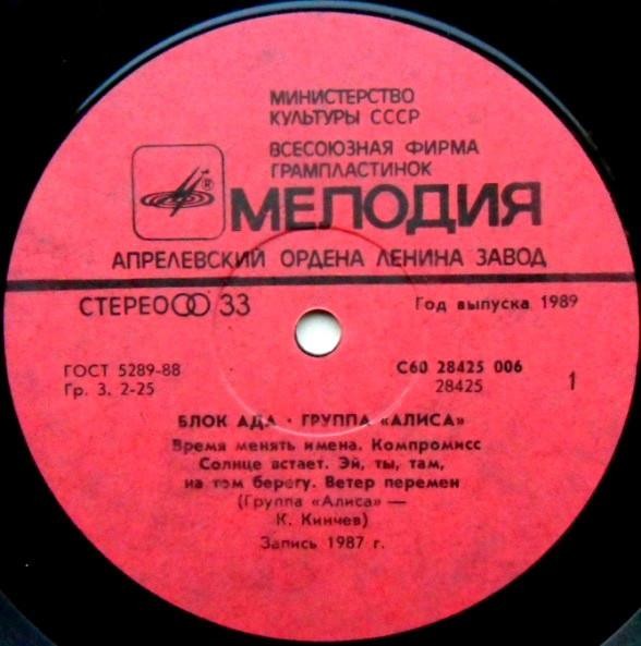 Группа «Алиса». Блок Ада