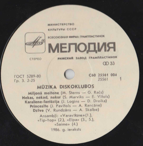 МУЗЫКА В ДИСКОКЛУБАХ (на латышском яз.)