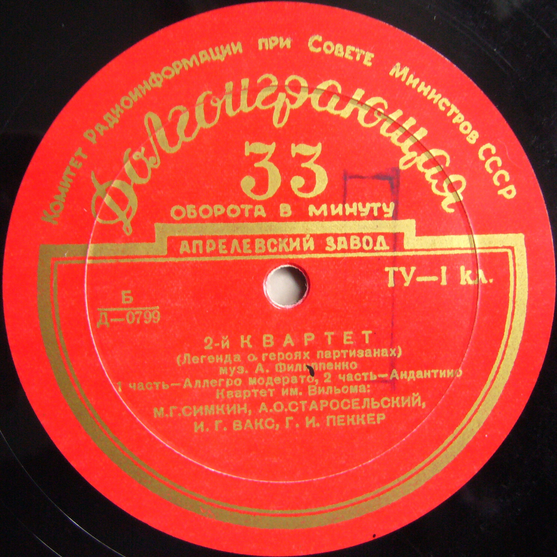 А. ФИЛИППЕНКО (1912–1983): Квартет № 2 («Легенда о героях партизанах»)