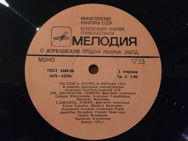 БЕСЕДЫ О ТЕАТРЕ И МУЗЫКЕ. В помощь народным университетам культуры Азербайджанской ССР (на азербайджанском яз.)