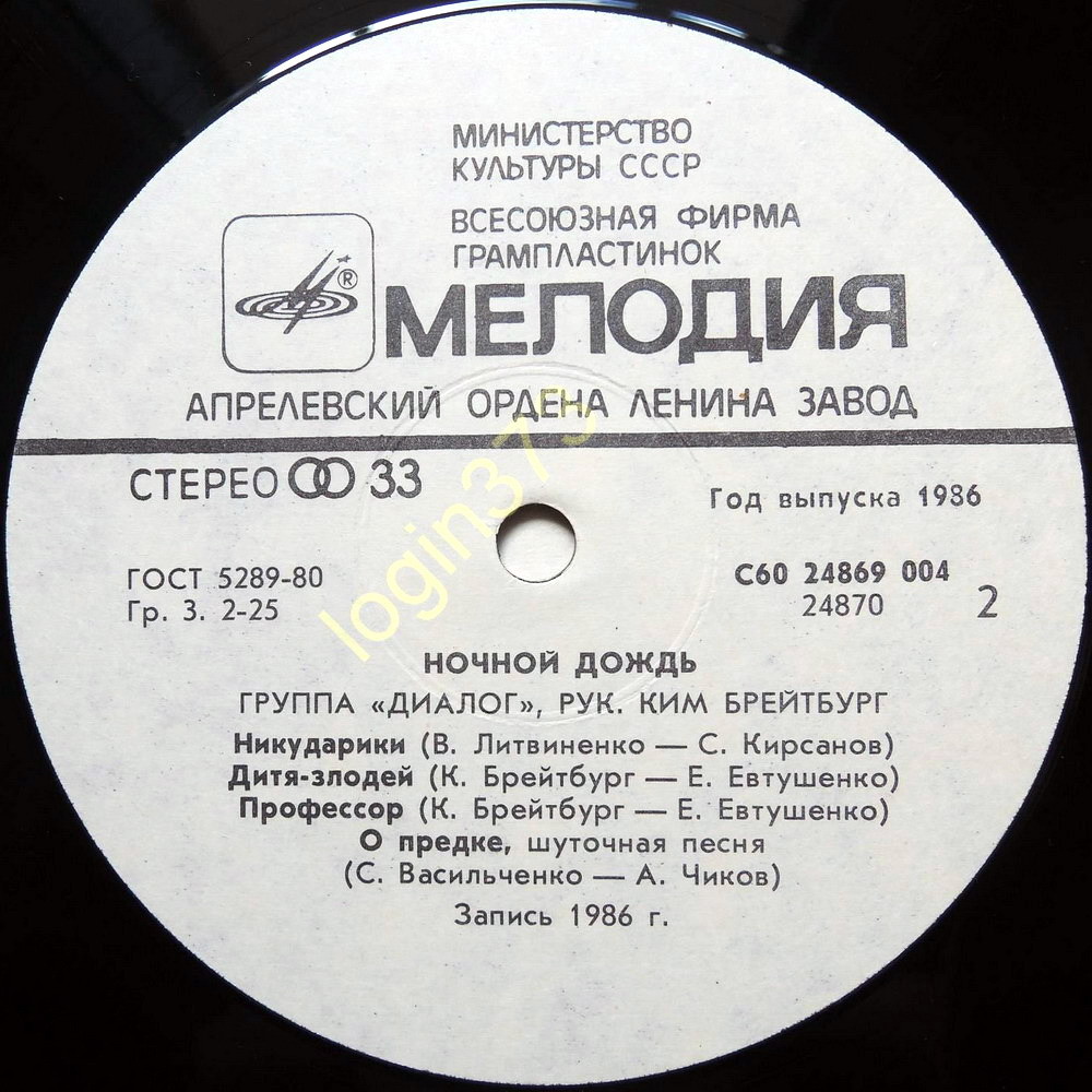 Группа «Диалог». Ночной дождь