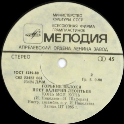По вашим письмам. «Горькие яблоки». Поёт Валерий Леонтьев