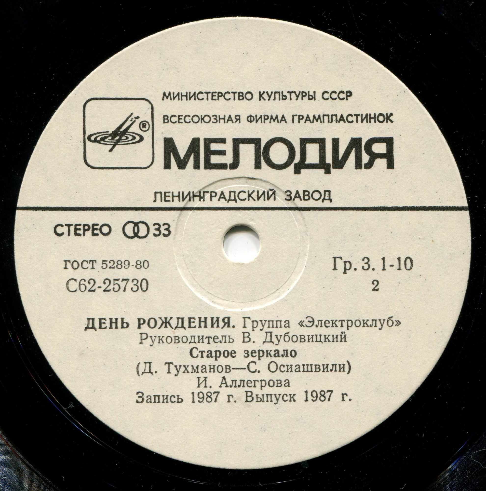 День рождения. Группа "Электроклуб". Руководитель В. Дубовицкий