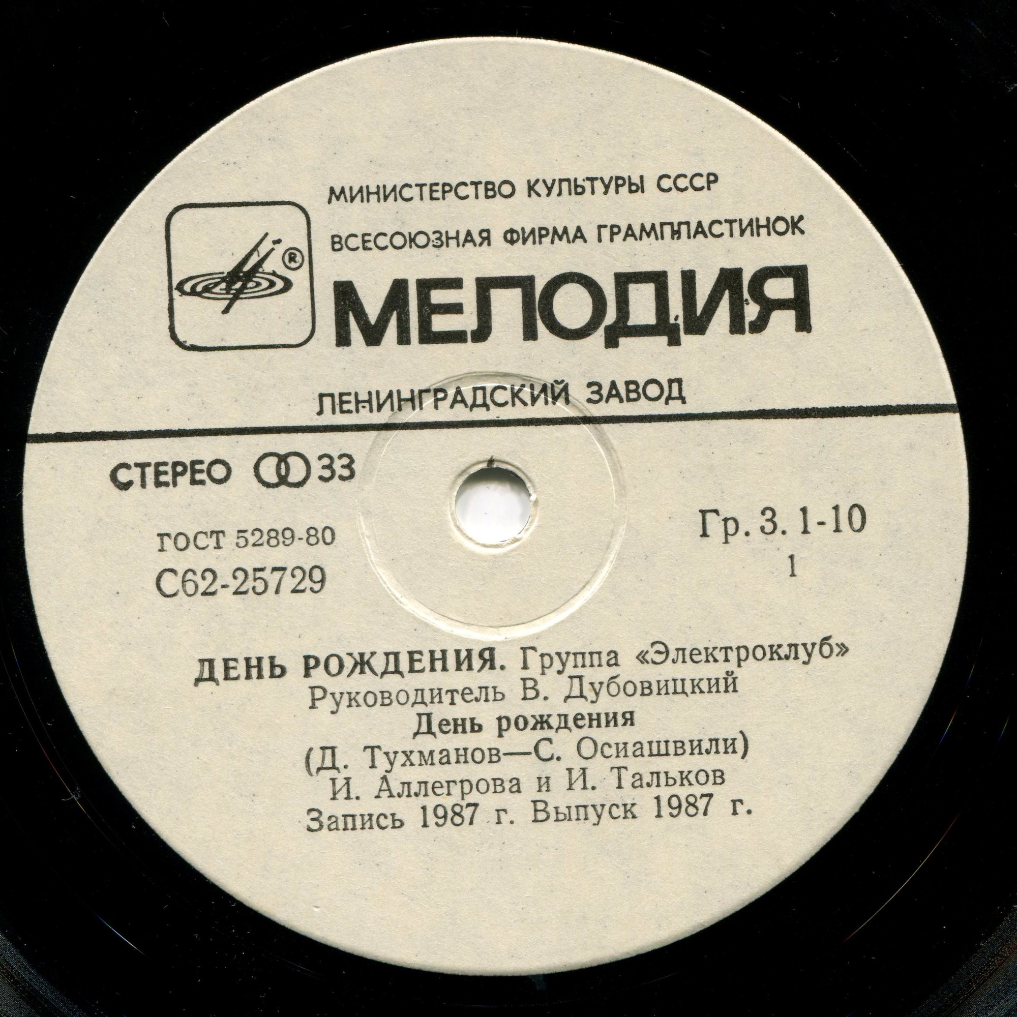 День рождения. Группа "Электроклуб". Руководитель В. Дубовицкий