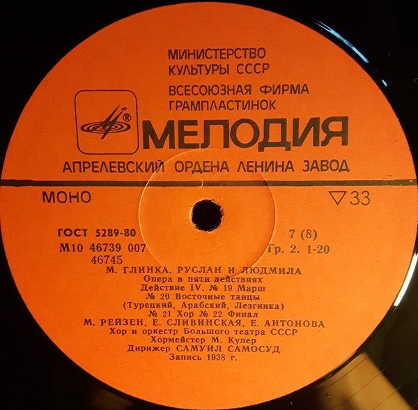 М. ГЛИНКА (1804-1857): «Руслан и Людмила», опера в пяти действиях