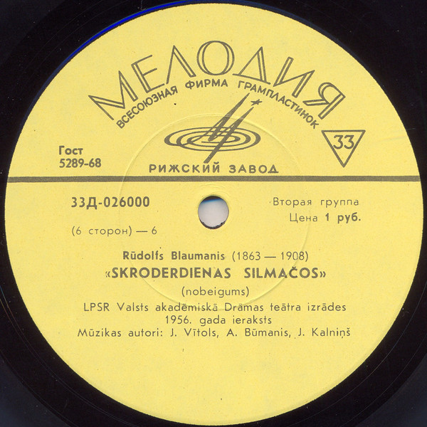 Рудольф БЛАУМАНИС (1863-1908). "Дни портных в Силмачах", комедия (на латышском языке)