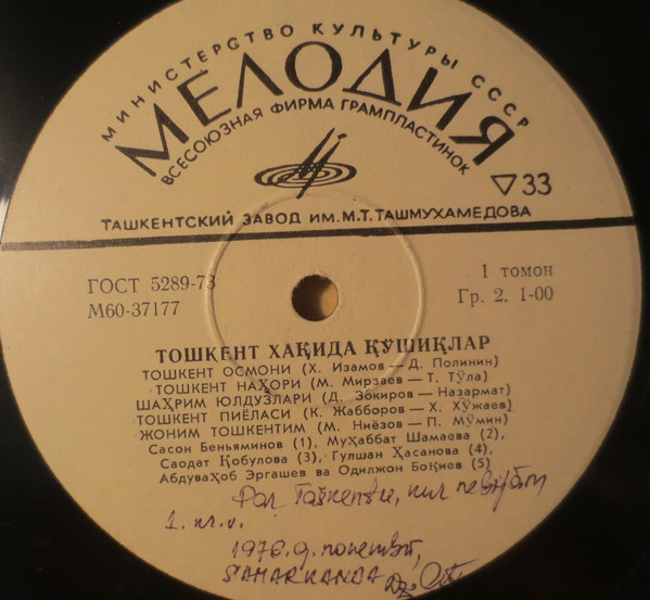 Песни о Ташкенте, об Узбекистане